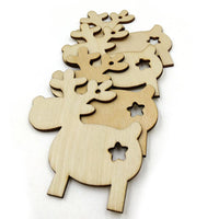 Christmas Wooden Pendant Deer Ornaments 10 PCS - sparklingselections