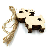 Christmas Wooden Pendant Deer Ornaments 10 PCS - sparklingselections