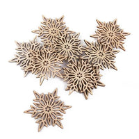 Wooden Christmas Snowflake Cutouts Embellishments Wood Ornament  For Christmas Tree 10 Pcs - sparklingselections