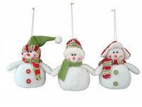 3 Pcs Snowman Wearing Hat Christmas Doll Toy Hanging Ornaments - sparklingselections