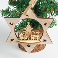 Snowflake Wood Embellishments Rustic Christmas Tree Hanging Ornament - sparklingselections