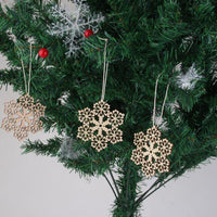 Snowflake Wood Embellishments Rustic Christmas Tree Hanging Ornament  For Home Decoration 10pcs - sparklingselections