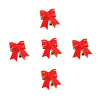 5 Red and Gold Christmas Tree Bows  Jingle Decoration Gift Ornament - sparklingselections