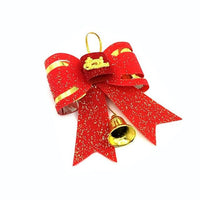 5 Red and Gold Christmas Tree Bows  Jingle Decoration Gift Ornament - sparklingselections