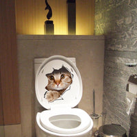 Cat Toilet Seat Wall Sticker Removable Bathroom Decals - sparklingselections