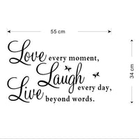 Vinyl Decal "Love Every Moment,Laugh Every Day,Live Beyond Words Wall Sticker - sparklingselections