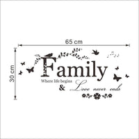 New Family Love Never Ends Quote Vinyl Wall Sticker - sparklingselections