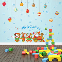 Merry Christmas Xmas Ball Train Wall Sticker - sparklingselections