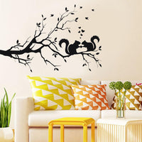 Squirrel On Long Tree Branch Wall Sticker Animals Cats Art Decal - sparklingselections