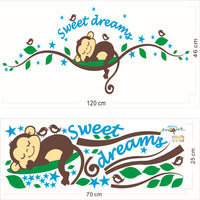 Forest Bed Cartoon Monkey Children Room Bedroom Wall Stickers - sparklingselections