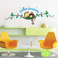 Forest Bed Cartoon Monkey Children Room Bedroom Wall Stickers - sparklingselections