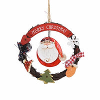 Santa Claus Wooden Pendant Retro Wind Bell Door Hanging Ornament - sparklingselections