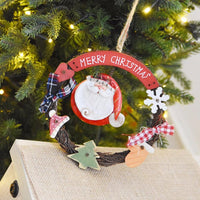 Santa Claus Wooden Pendant Retro Wind Bell Door Hanging Ornament - sparklingselections