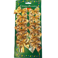 Gold Bows For Festival Decoration Christmas Tree Ornament 12pcs - sparklingselections