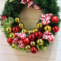 40cm Maple Leaf Pine Christmas Striped Ribbon light post Wreath Decoration Door Wall Ornament - sparklingselections