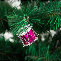 6Pc Mini Drum Ornaments Christmas Tree Decorations Hanging Pendant - sparklingselections