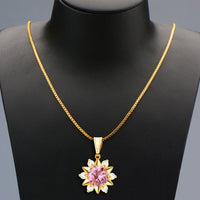 New Trendy Gold Zircon Flower Necklace Earrings Jewelry Set For Women Engagement Wedding Fashion Beautiful Bridal Jewelry Gifts - sparklingselections