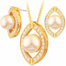 New Simulated Pearl Jewelry Set Ladies Copper Gold Color Fashion Necklace Earrings Bridal Jewelry Set