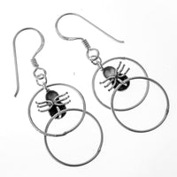 Women Sterling Silver Spider Web Dangle Earrings - sparklingselections