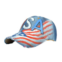 USA Denim Rhinestone Baseball Cap - sparklingselections