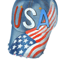 USA Denim Rhinestone Baseball Cap - sparklingselections