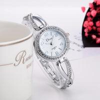 Luxury Bracelet Quartz Wristwatches Silver Color Round Bracelets Womens Watches - sparklingselections