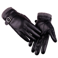 Leather Men Thicken Warm Thermal Gloves - sparklingselections