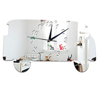 45x25cm Minibus Mirror Silver Wall Clock - sparklingselections