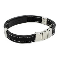 Men's  Black Silver Stainless Steel  Wristband - sparklingselections