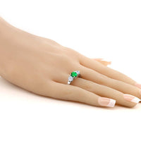 Round Green Simulated Emerald  2.27 Ct Sterling Silver Ring - sparklingselections