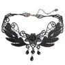Punk Style Gem Black Lace Beads Choker Necklace