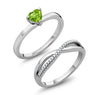 Sterling Silver Natural Green Engagement Wedding Ring For Women