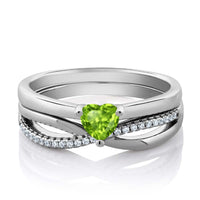 Sterling Silver Natural Green Engagement Wedding Ring For Women - sparklingselections