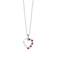 White Sapphire Created Ruby Heart-Shaped Jewelry Pendant - sparklingselections