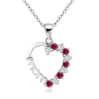 White Sapphire Created Ruby Heart-Shaped Jewelry Pendant - sparklingselections