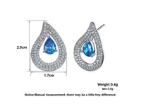 Wome Blue Cubic Zircon Water Drop Shape Party Earring For Female - sparklingselections