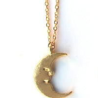 Gold Half Moon Pendant Necklace for Women 1 Pc - sparklingselections