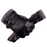Leather Men Thicken Warm Thermal Gloves - sparklingselections
