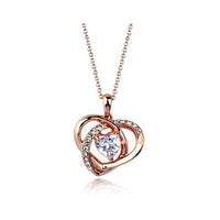 Gold Plated Crystal Heart Necklace Pendant - sparklingselections