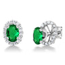 Green Simulated Emerald Silver Stud  Earrings