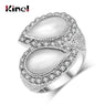 Fashion Opal Silver Color Double Water Drop Shape Ring