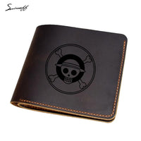 New Genuine Leather Men Pirate Skull Head Comics Wallet - sparklingselections
