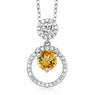 Round Yellow Citrine White Topaz Pendant
