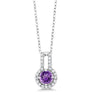 Round Purple White Created Sapphire Fine Necklaces For Women