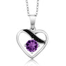 Round Purple Black Diamond Rhodium Plated Pendant