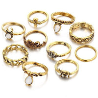 Set of Unique Carved Crystal Knuckle Rings for Women - sparklingselections