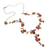 Wine Red Cherry Round Beads Pendant Necklace - sparklingselections