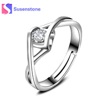 Silver White Zircon Adjustable Rings - sparklingselections