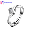 Silver White Zircon Adjustable Rings