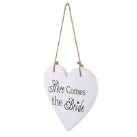 White Heart Hanging Plaque Vintage Wedding Ceremony Sign - sparklingselections